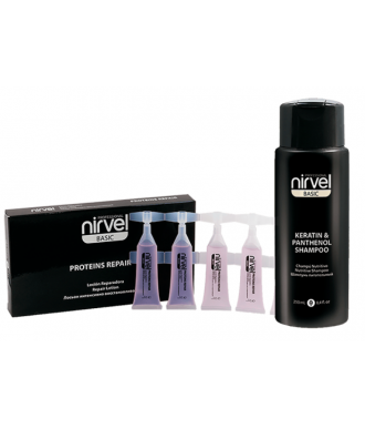 PACK REPAIR CHAMPÚ KERATIN & PANTHENOL + AMPOLLAS (250 ML.+10X10 ML.) NIRVEL