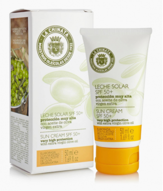 LECHE SOLAR PROTECCIÓN FACIAL SPF 50 + CON ACEITE DE OLIVA VIRGEN EXTRA 50 ML.