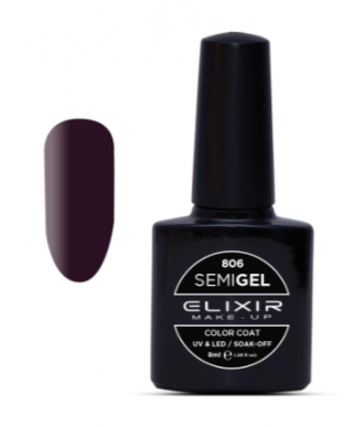 ESMALTE SEMI GEL ELIXIR 8 ML. COLOR DAMSON Nº 806