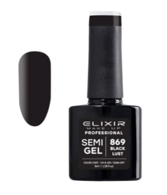 ESMALTE SEMI GEL ELIXIR 8 ML. COLOR NEGRO  Nº 869