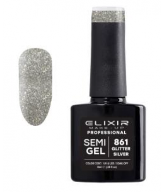 ESMALTE SEMI GEL ELIXIR 8 ML. GLITTER SILVER Nº 861