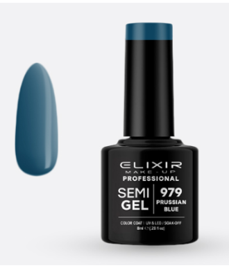 ESMALTE SEMI GEL ELIXIR 8 ML. PRUSSIAN BLUE  Nº 979