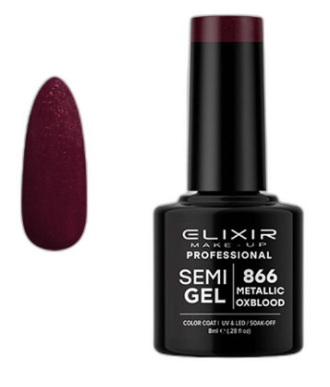 ESMALTE SEMI GEL ELIXIR 8 ML. METALLIX OXBLOOD  Nº 866