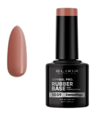 ESMALTE SEMI GEL ELIXIR 8 ML. BASE RUBBER CAMOUFLAJE Nº 1039