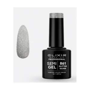 ESMALTE SEMI GEL ELIXIR 8 ML. GLITTER SILVER Nº 861