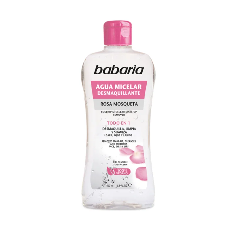 AGUA MICELAR ROSA MOSQUETA DESMAQUILLANTE 400 ML. BABARIA